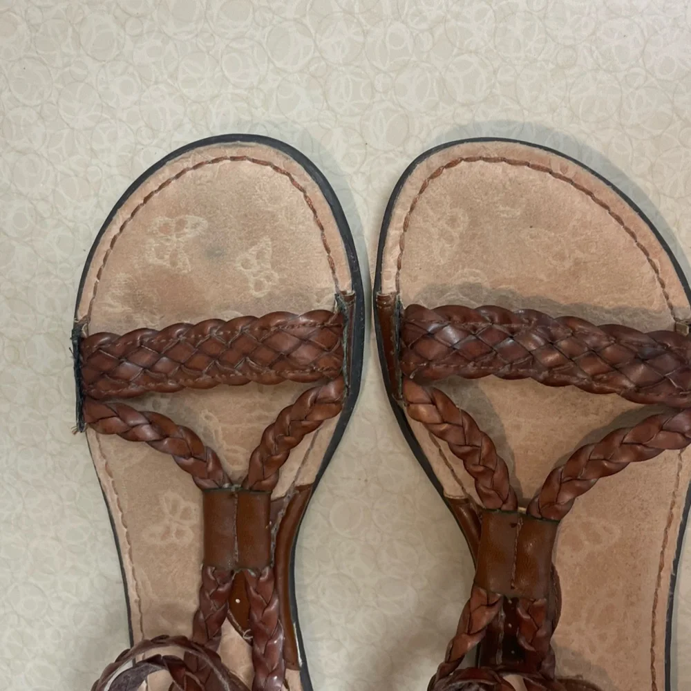 B.O.C Born Concept Brown Braided Leather Flat Sandals women’s Size 6